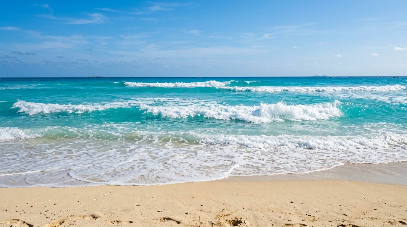 Beautiful beach view looking out to ocean waves
